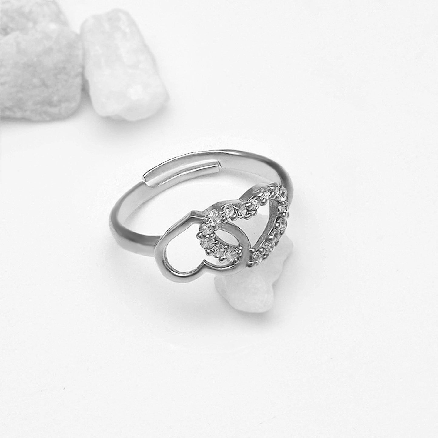 Silver Linked Heart Ring