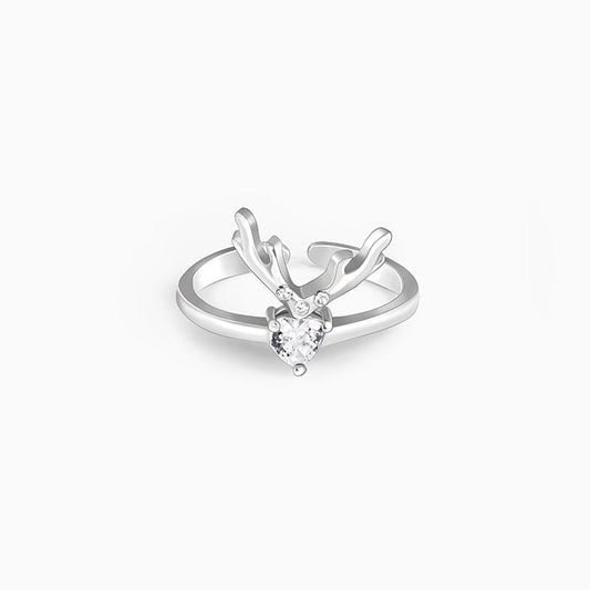 Silver Deer Heart Ring