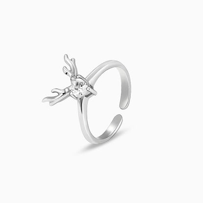 Silver Deer Heart Ring